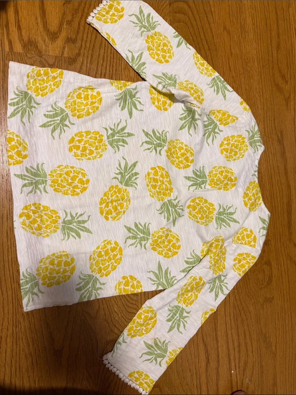 Brooks Brothers Girls Pineapple Print Long-Sleeve Top - Yellow & Green - Size L